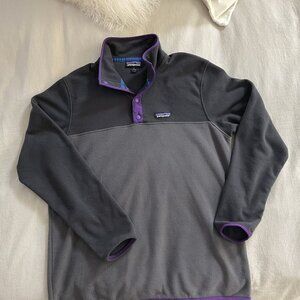 Patagonia Men's Synchilla Snap-T Fleece Pullover in Gray w/purple size M